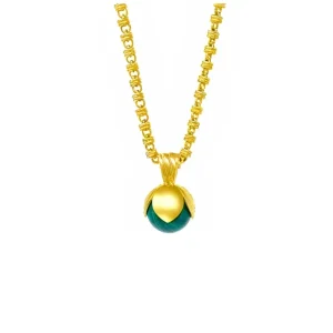 Magnolia Pendant in Gold with Malachite