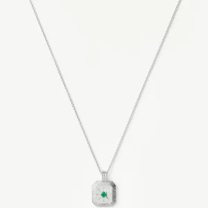 May Birthstone Pendant Necklace | Sterling Silver/Green Onyx