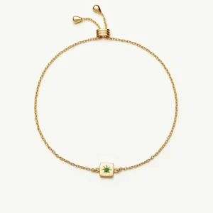 May Birthstone Slider Bracelet | 18ct Gold Plated/Green Onyx