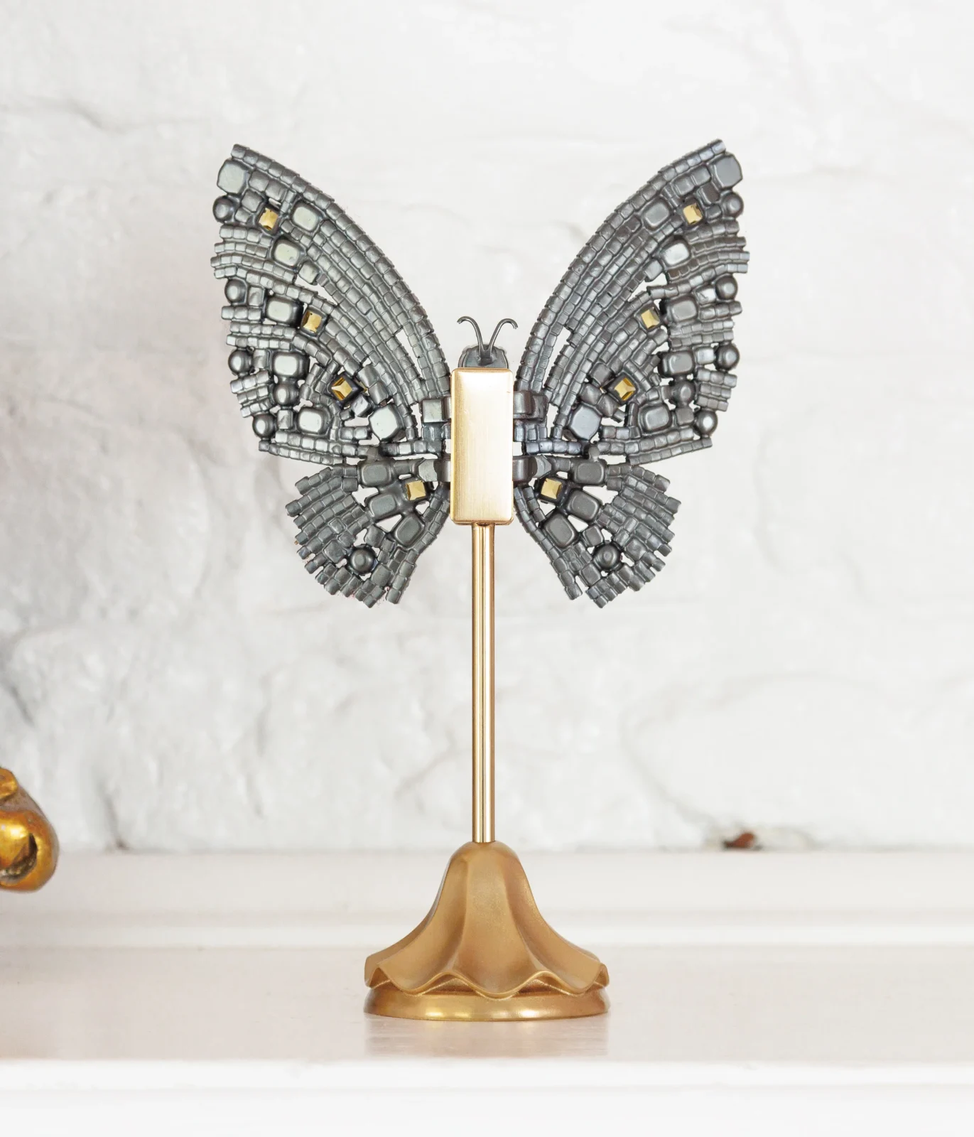 Medium Empress Butterfly in Black / Apricot / Blue - Image 2
