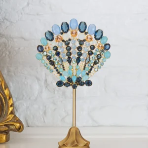 Medium Scallop Shell Specimen in Navy / Turquoise