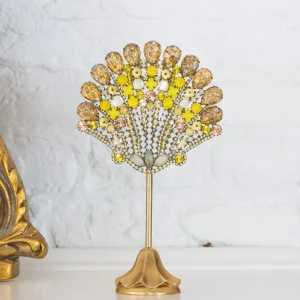Medium Scallop Shell Specimen in Yellow / White Opal