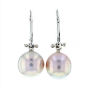 Metallic Pink Freshwater Pearl Lever Back Earrings 14KW