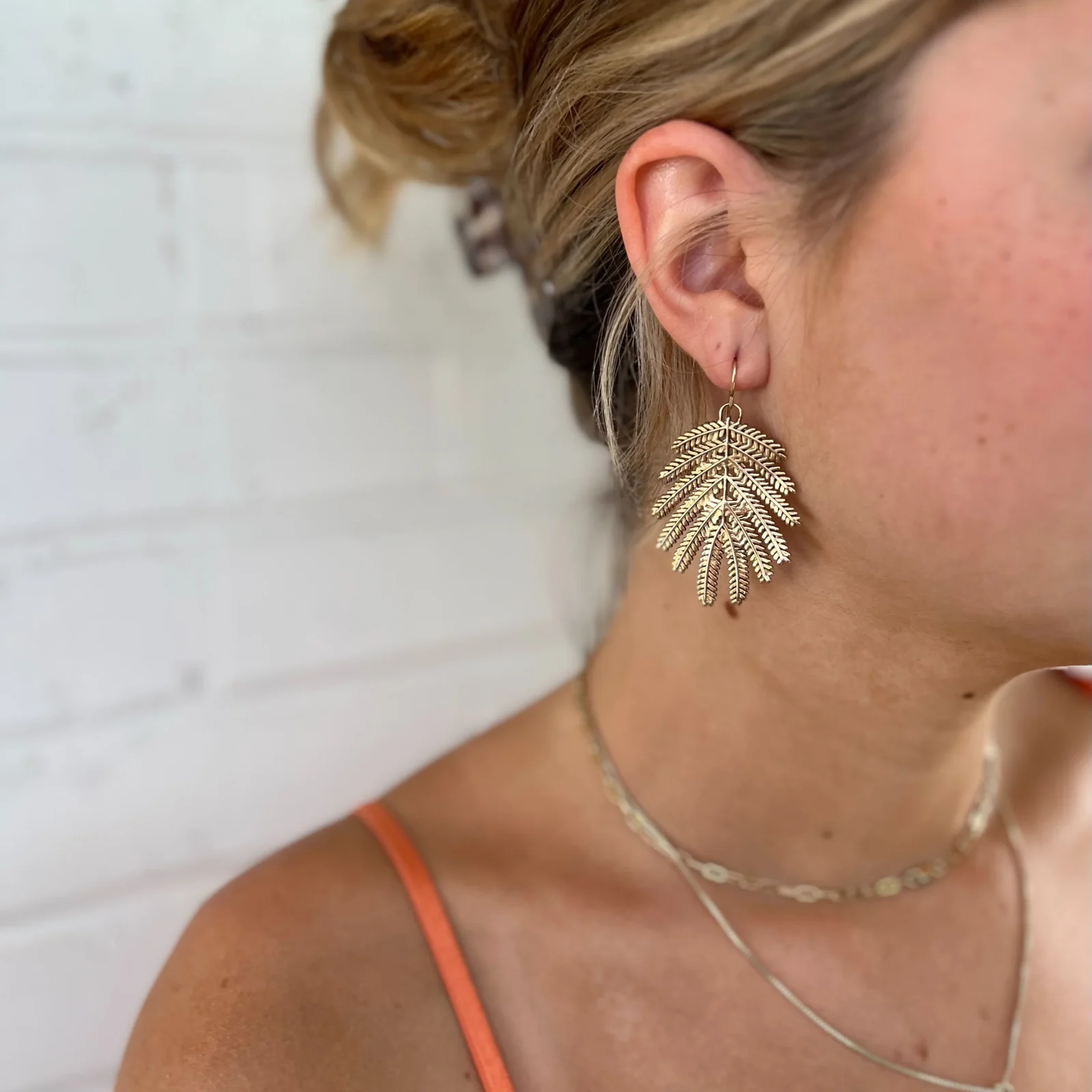 MIMOSA LEAF EARRINGS — LARGE - Image 2