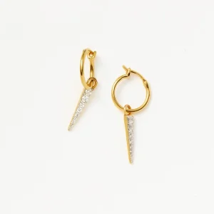 Mini Pave Spike Charm Hoop Earrings | Gold/Cubic Zirconia