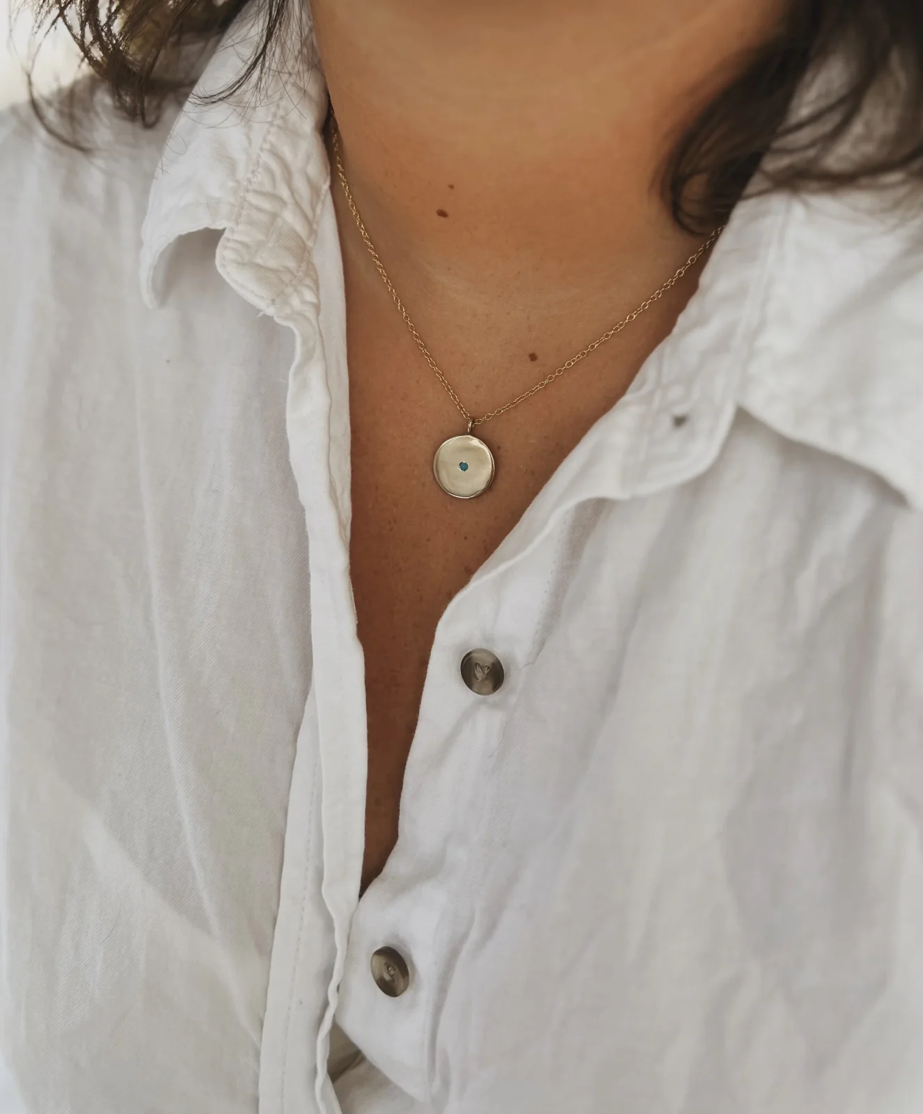 MINIMAL CIRCLE STONE PENDANT - Image 2
