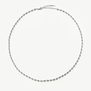 Molten Olive Chain Necklace | Silver Plated