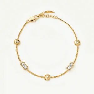 Molten Pavé Multi Charm Bracelet | 18ct Gold Plated/Cubic Zirconia
