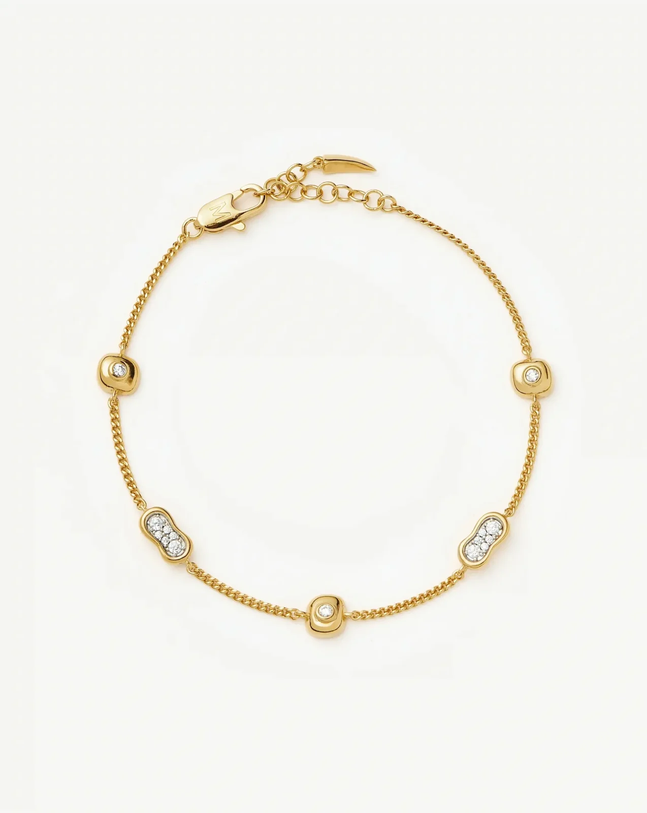 Molten Pavé Multi Charm Bracelet | 18ct Gold Plated/Cubic Zirconia