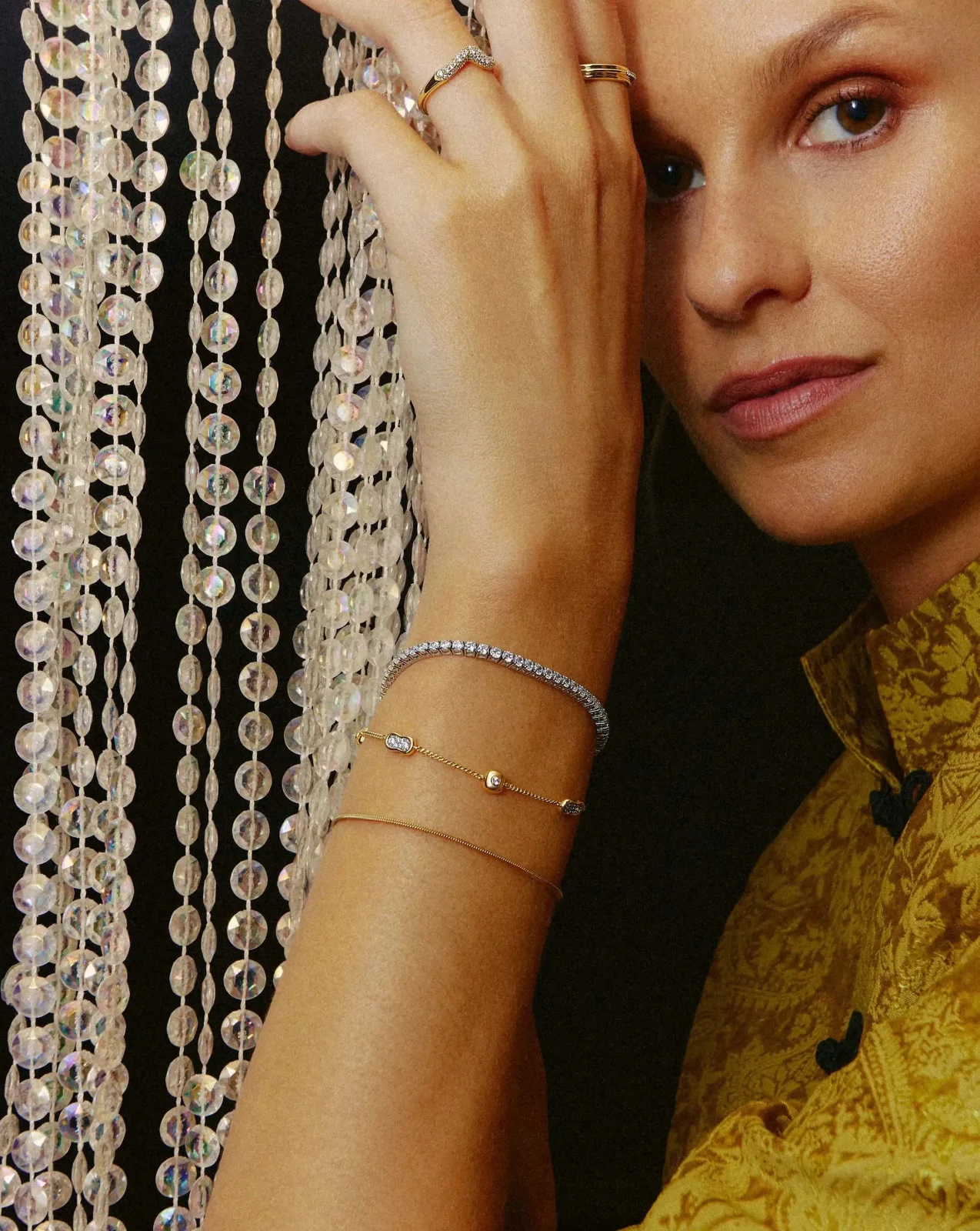 Molten Pavé Multi Charm Bracelet | 18ct Gold Plated/Cubic Zirconia - Image 2