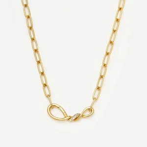 Molten Snow Paperclip Chain Necklace | 18ct Gold Plated/Cubic Zirconia
