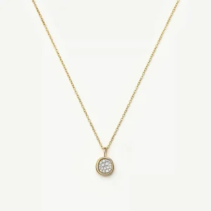 Molten Soft Square Pavé Pendant Necklace | 18ct Gold Plated/Cubic Zirconia