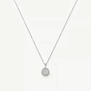 Molten Soft Square Pavé Pendant Necklace | Silver Plated/Cubic Zirconia