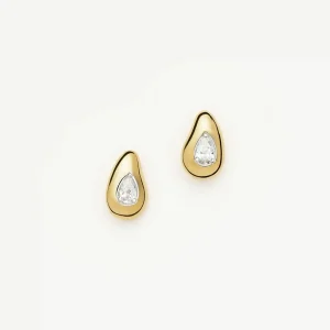 Molten Teardrop Diamond Stud Earrings | 18ct Gold Vermeil/Lab grown Diamond