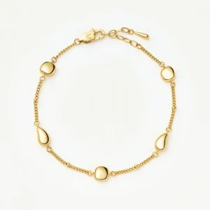 Molten Teardrop Multi Charm Bracelet | 18ct Gold Plated