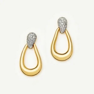 Molten Teardrop Pavé Doorknocker Earrings | 18ct Gold Plated/Cubic Zirconia