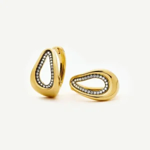 Molten Teardrop Pavé Hoop Earrings | 18ct Gold Plated/Cubic Zirconia