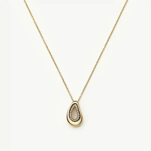 Molten Teardrop Pavé Pendant Necklace | 18ct Gold Plated/Cubic Zirconia