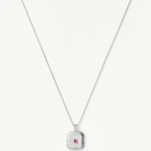 October Birthstone Pendant Necklace | Sterling Silver/Pink Tourmaline