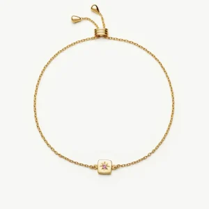 October Birthstone Slider Bracelet | 18ct Gold Plated/Pink Tourmaline