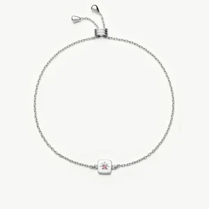 October Birthstone Slider Bracelet | Silver Plated/Pink Tourmaline