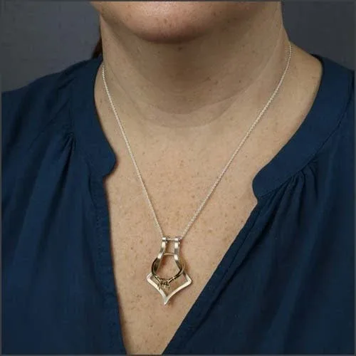 Open Square Ring Holder Pendant Sterling Silver - Image 2