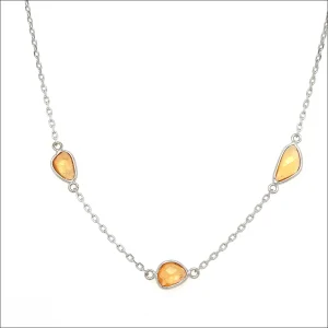 Orange Sapphire Slice Necklace 18KW 14KW 16"