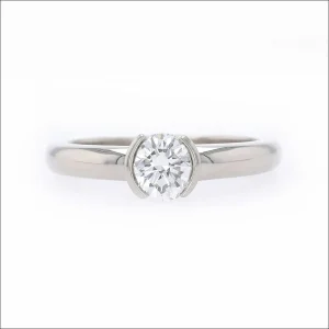 Partial Bezel Diamond Engagement Ring 14KW