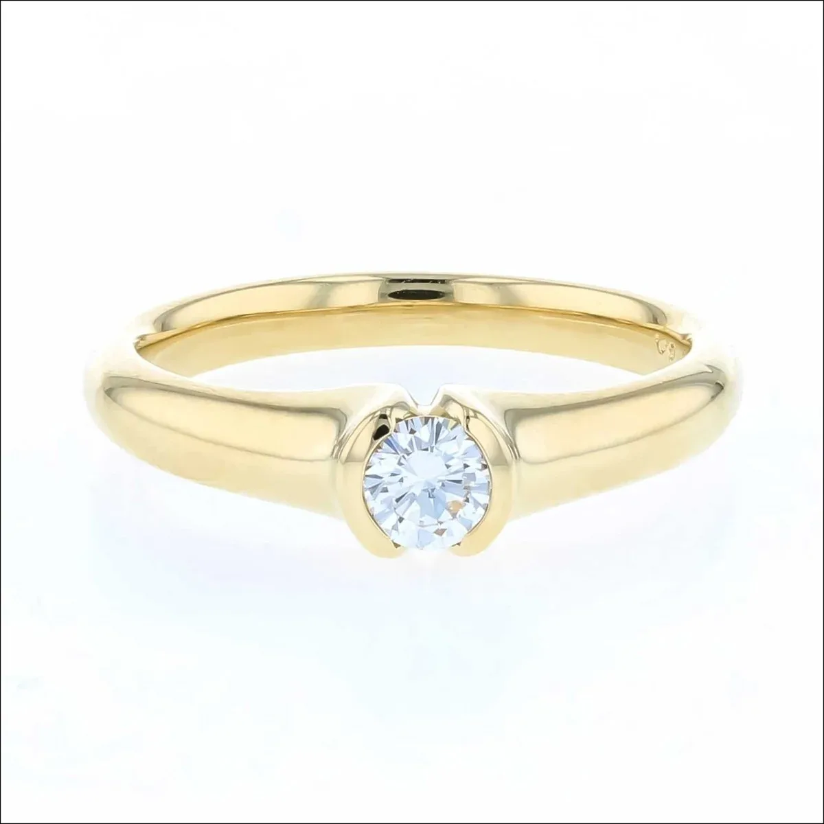 Partial Bezel Diamond Engagement Ring 18KY (Consignment)