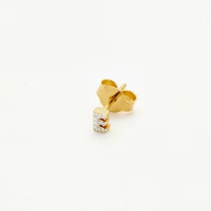 Pave Initial Single Stud Earring - Initial E | 18ct Gold Vermeil/Cubic Zirconia