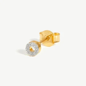 Pave Initial Single Stud Earring - Initial O | 18ct Gold Vermeil/Cubic Zirconia