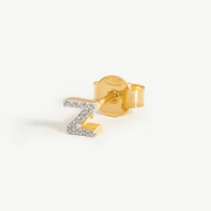 Pave Initial Single Stud Earring - Initial Z | 18ct Gold Vermeil/Cubic Zirconia