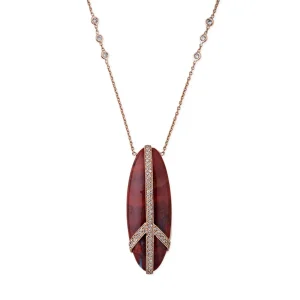 Pavé Peace Red Agate Necklace