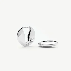 Pebble Hinged Hoop Earrings | Platinum Plated