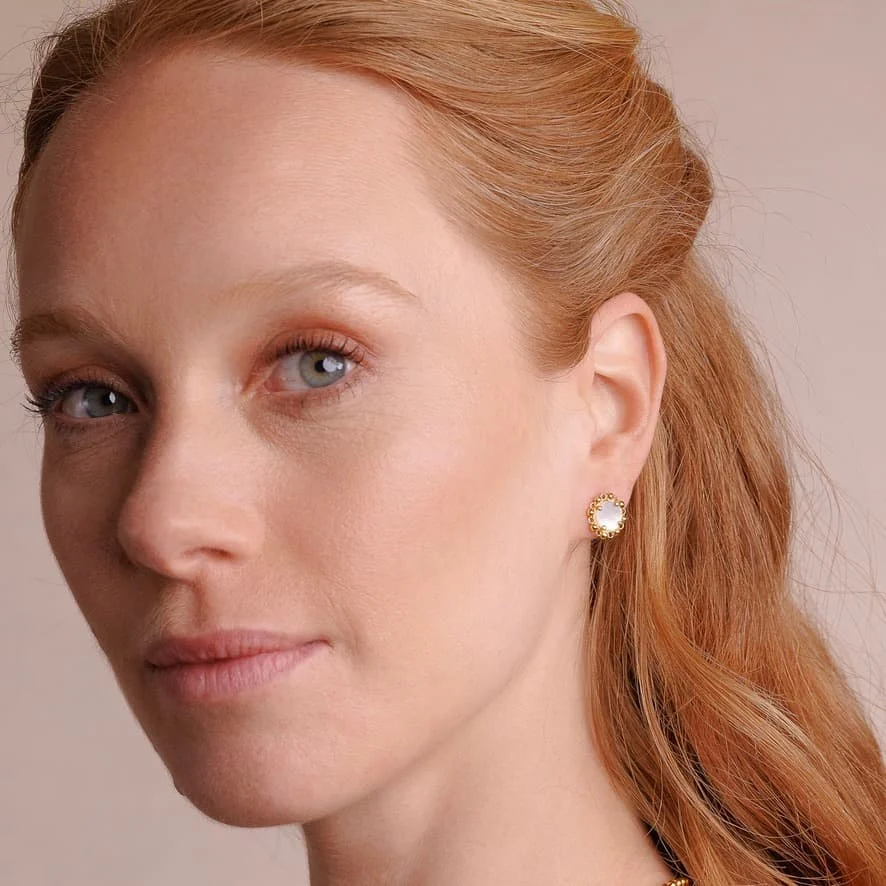 Petite Piazza Stud Earrings in Gold with Mother of Pearl - Image 2