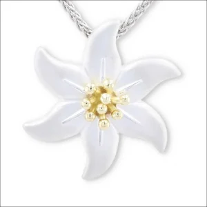 Poinsettia Pendant Sterling Silver 18KY