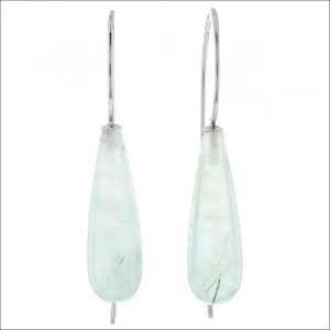 Prehnite Smooth Briolette Wire Earrings 14KW
