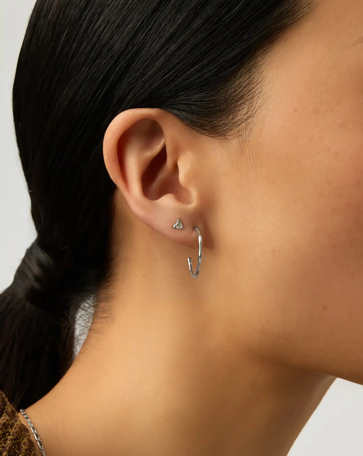 Prism Stud Earrings | Sterling Silver/Cubic Zirconia - Image 2