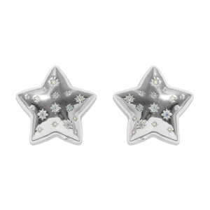 Puffy Star Earrings in Silver