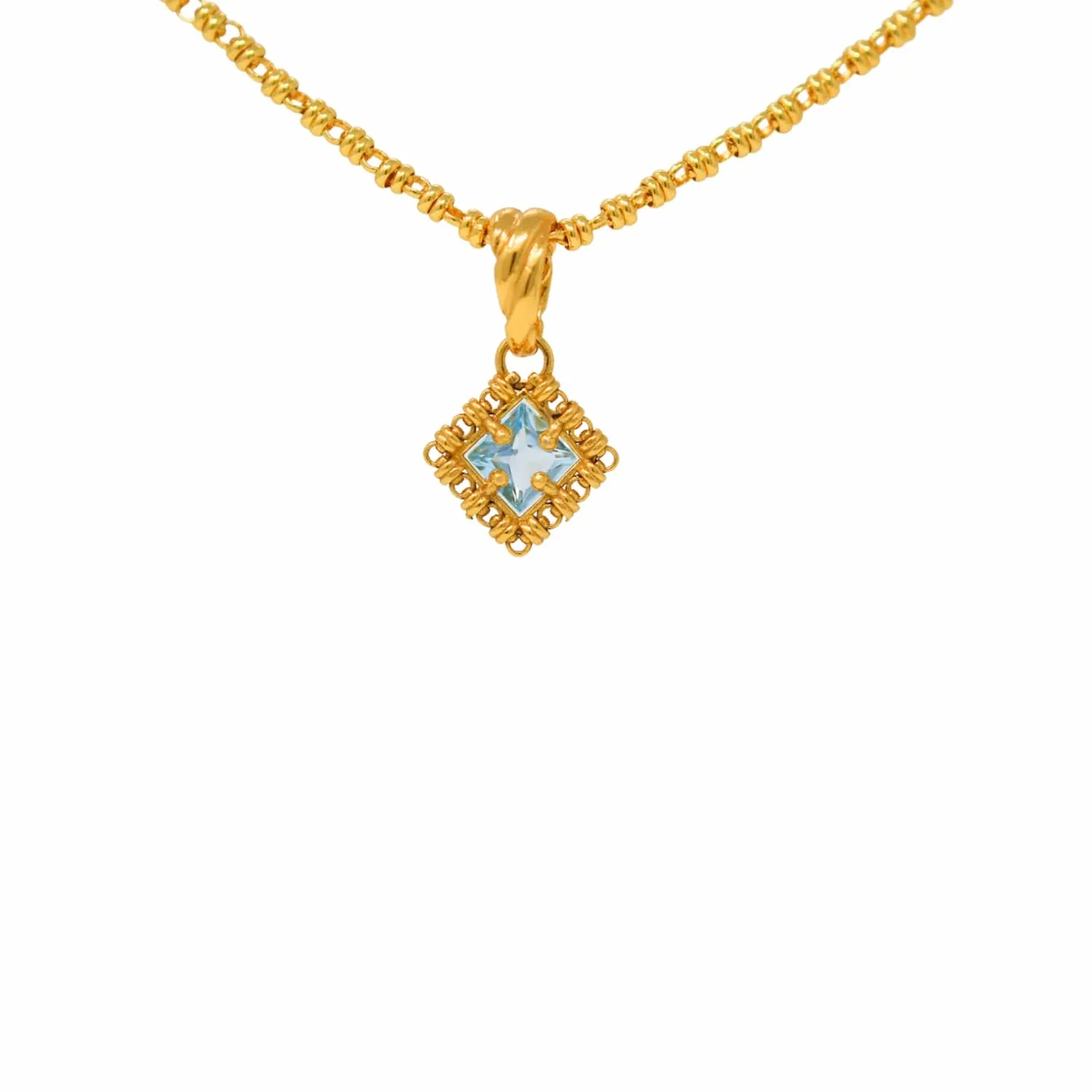 Quadra Pendant in Gold with Blue Topaz, Small - Image 2