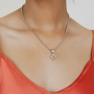 Quadra Pendant in Silver with Citrine, Small