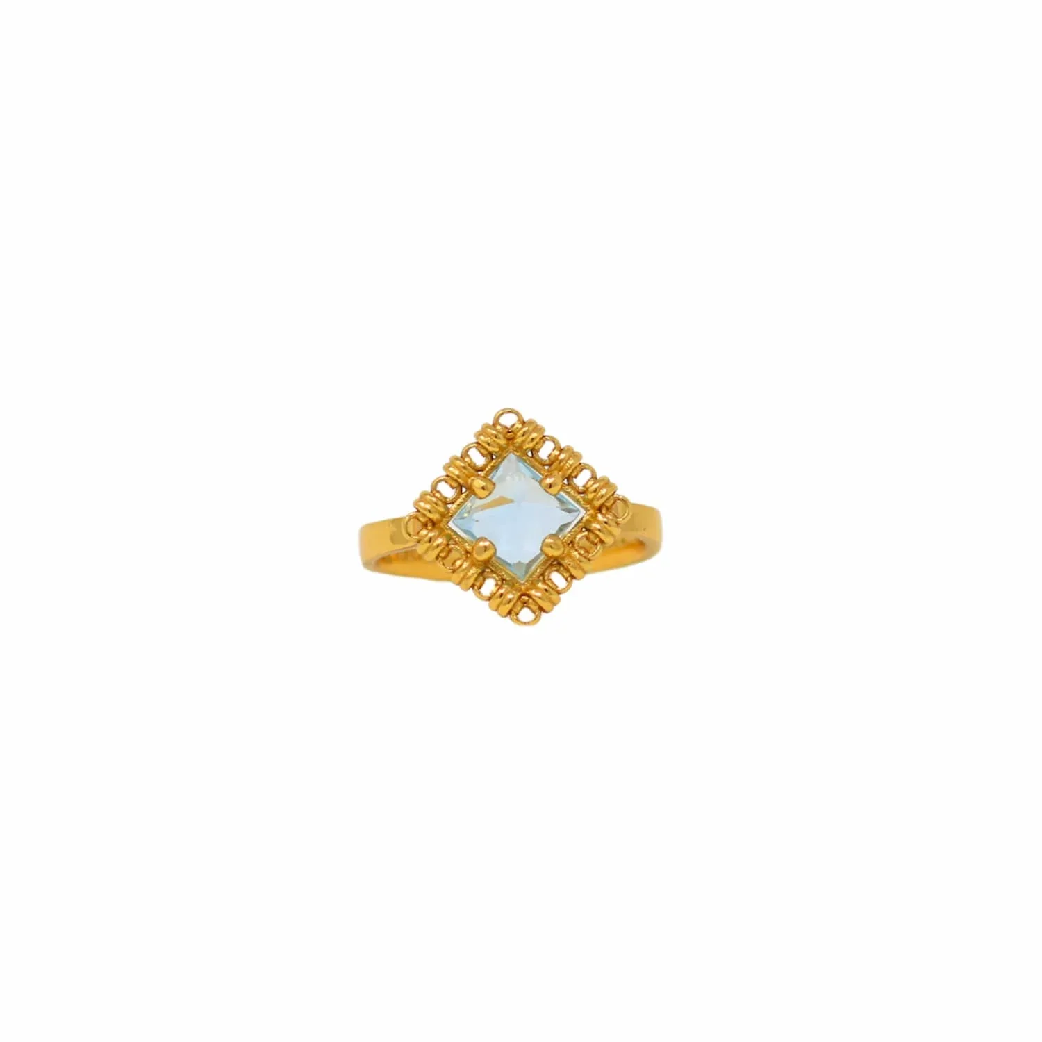 Quadra Ring in Gold with Blue Topaz, Large - Image 2