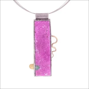"Rose Strata" Cobalt Calcite Druzy Pendant Sterling Silver 18KY