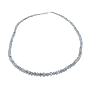 Round Gray Salt and Pepper Diamond Bead Strand Necklace 16" 14KW 36.50cttw