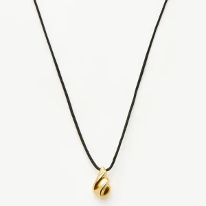 Savi Ridge Droplet Pendant Cord Necklace | 18ct Gold Plated