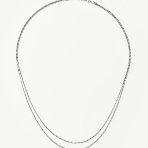 Savi Twisted Double Chain Necklace | Silver Plated