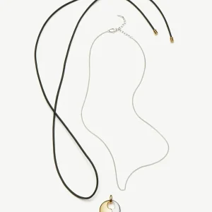 Sculptural Pebble Pendant Necklace Set | Mixed Metal