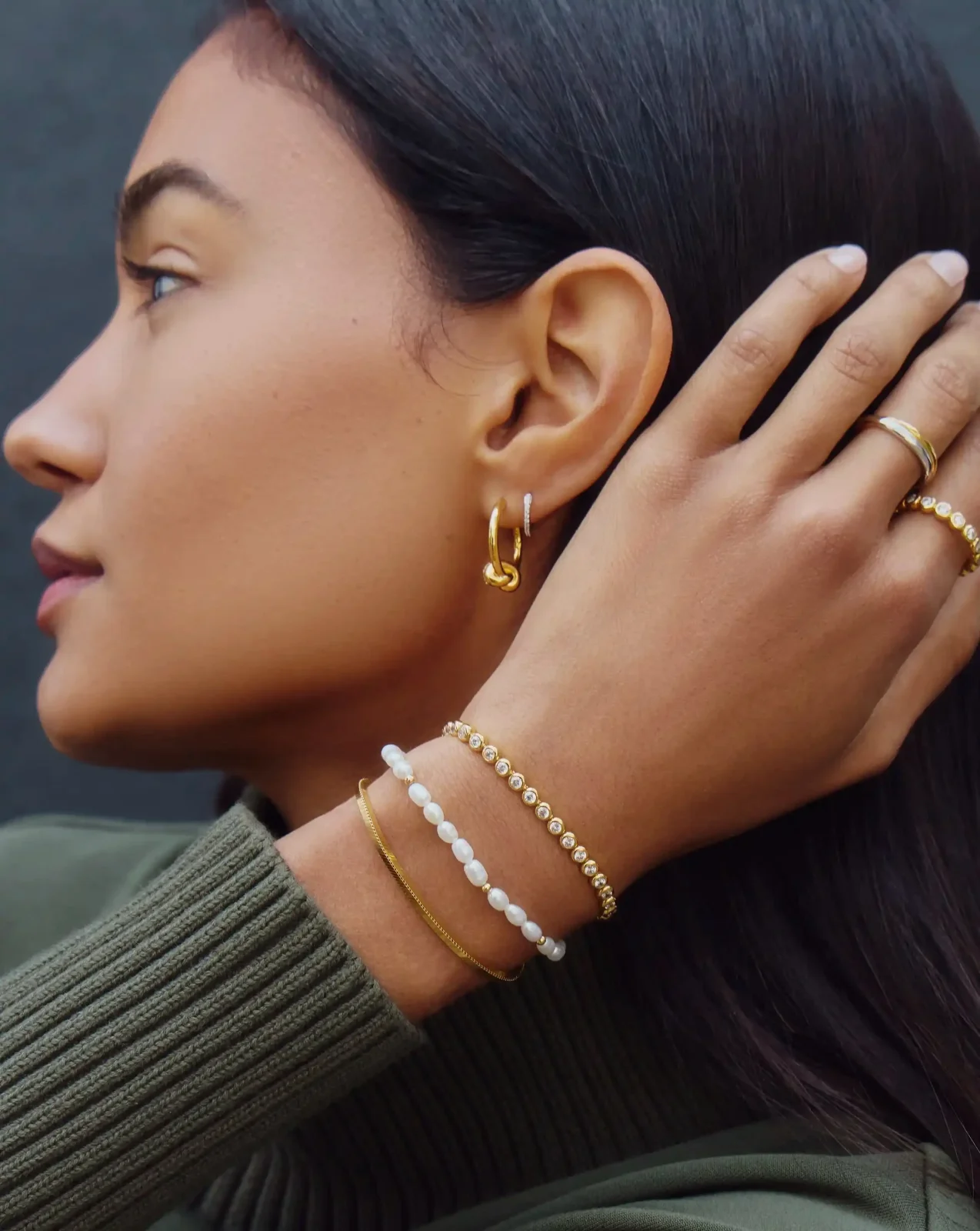 Seed Pearl Beaded Bracelet | 18ct Gold Plated/Pearl - Image 2