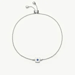 September Birthstone Slider Bracelet | Silver Plated/Lapis