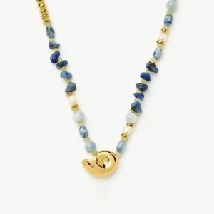 Shell Statement Multi Beaded Necklace | 18ct Gold Plated/Multi Gemstone